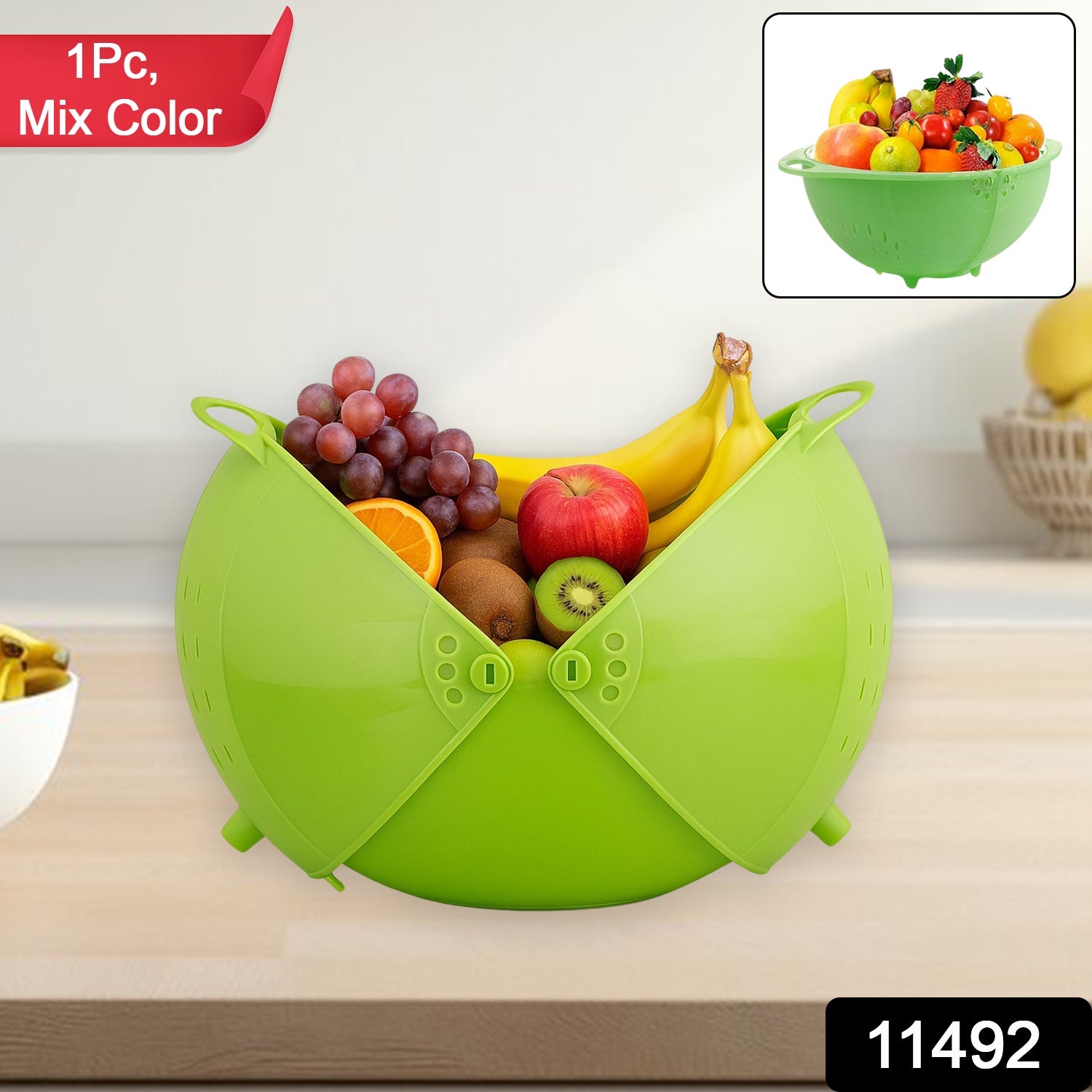 Apex Smart Basket 3in1 Multiuse Fruit And Vegetable Bowl  (1 Pc  Mix Color)