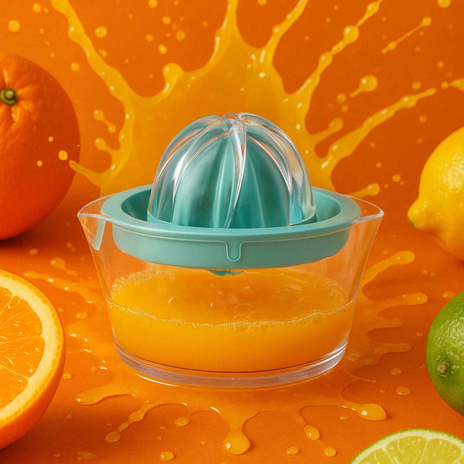 BPA-Free Manual Citrus Juicer with Lid & Pourer – Easy Hand Press for Fresh Juice