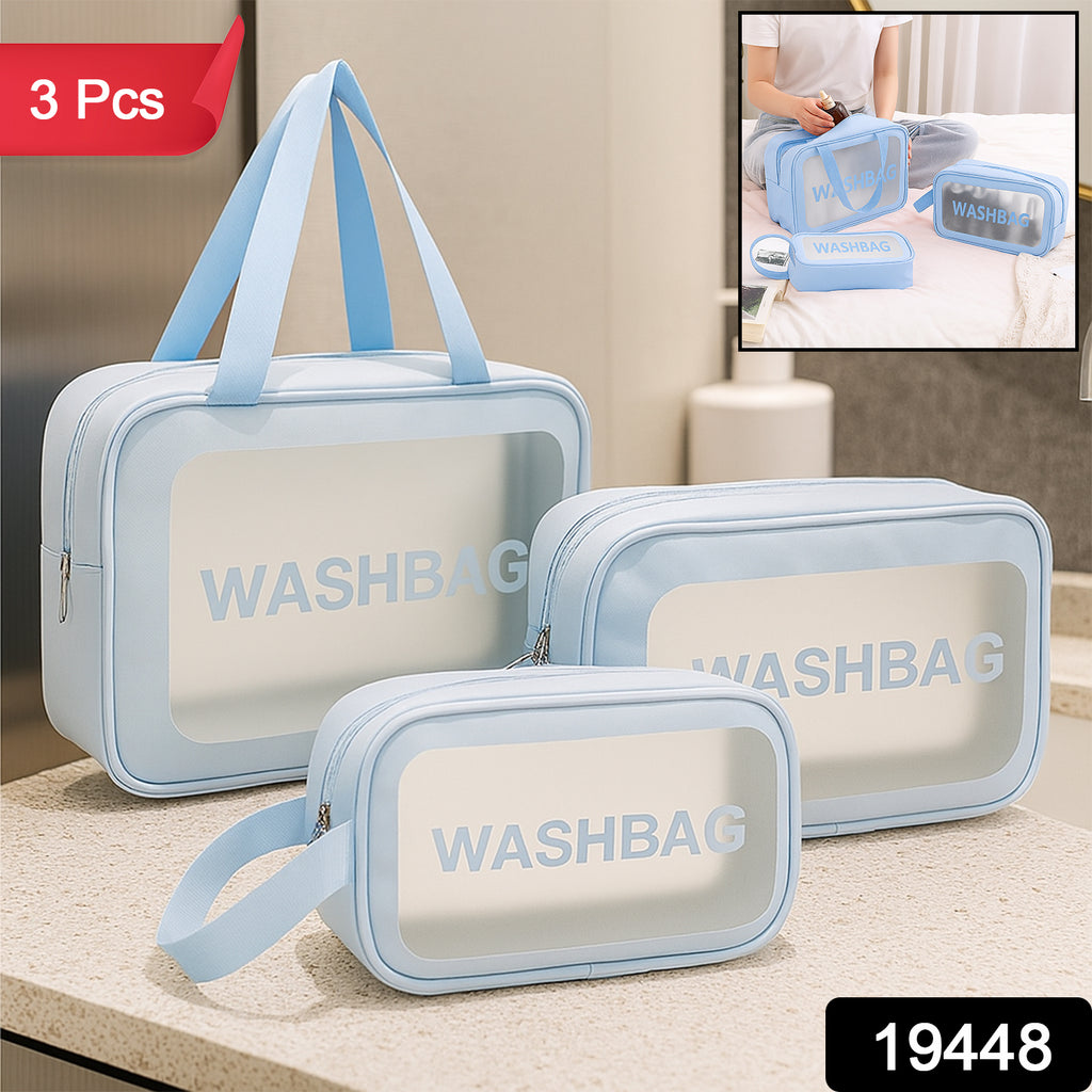3-in-1 Waterproof Transparent Travel Toiletry Bag Set